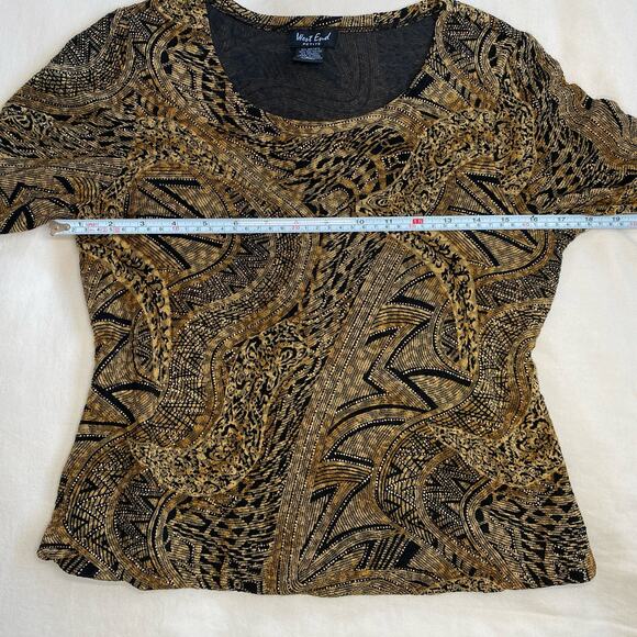 West End Petite Bedazzled Mobwife Sopranos 3/4 Length Y2K Abstract Top size PM - Picture 6 of 9